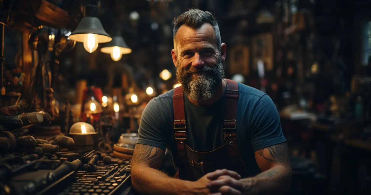 A Craftsman Proudly Holding A Husky Tool
