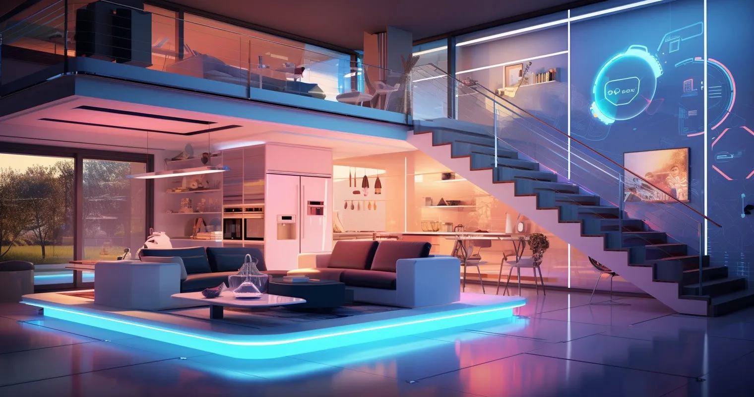 A Futuristic Rendering Of A Home With Integrated Smart Systems