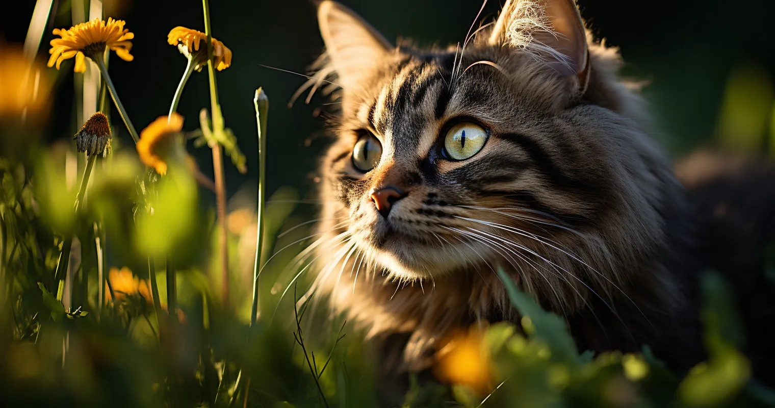 A Happy Cat Nibbling On Safe Cat Grass