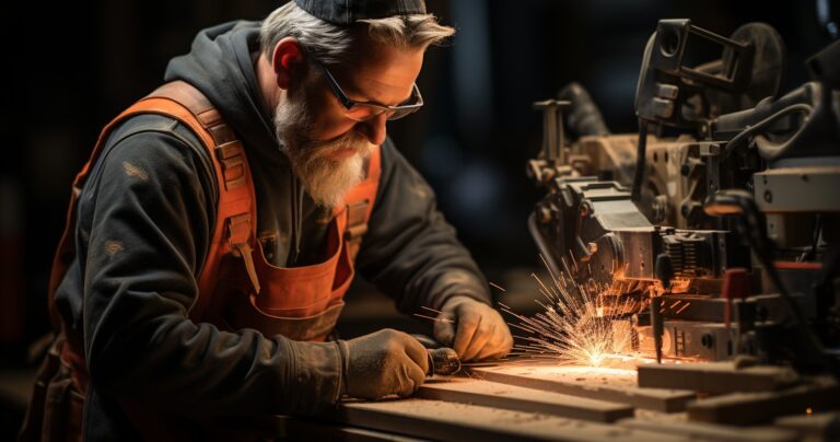 A Woodworker Wearing Safety Goggles And Ear Protection