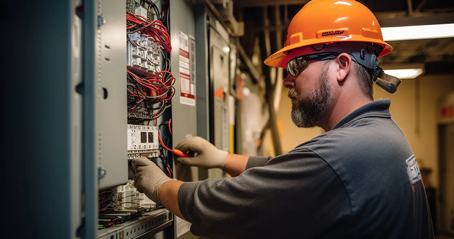 A Captivating Photograph Of A Professional Electrician Performing