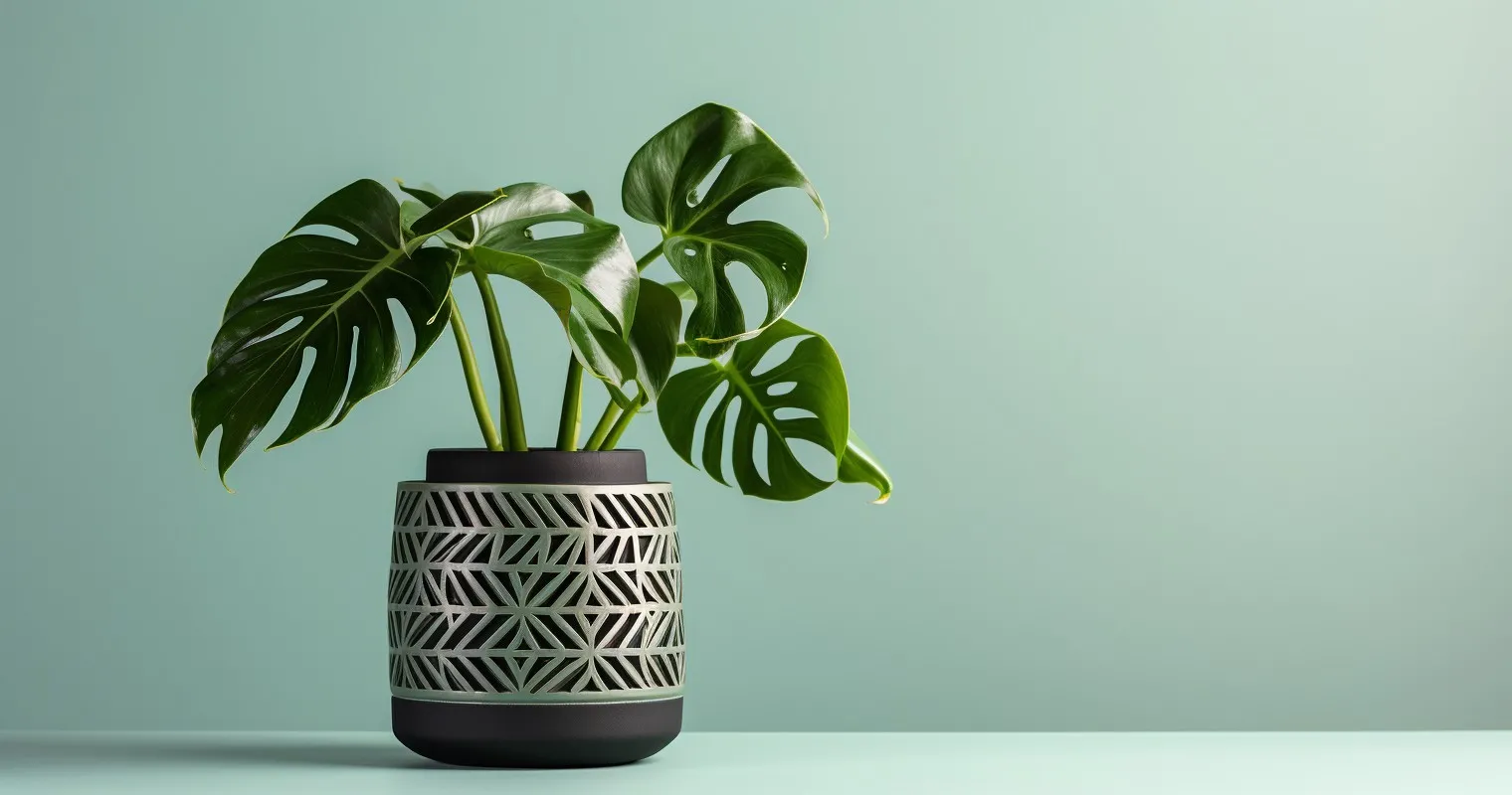 A Close-Up Shot Of A Unique, Variegated Monstera