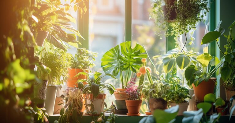 A Lush Indoor Garden Filled With A Variety Of Vibrant And Healthy Houseplants