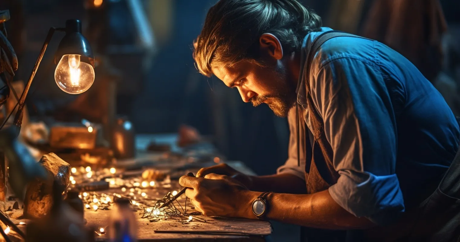 Artisan Crafting Unique Jewelry With Soldering