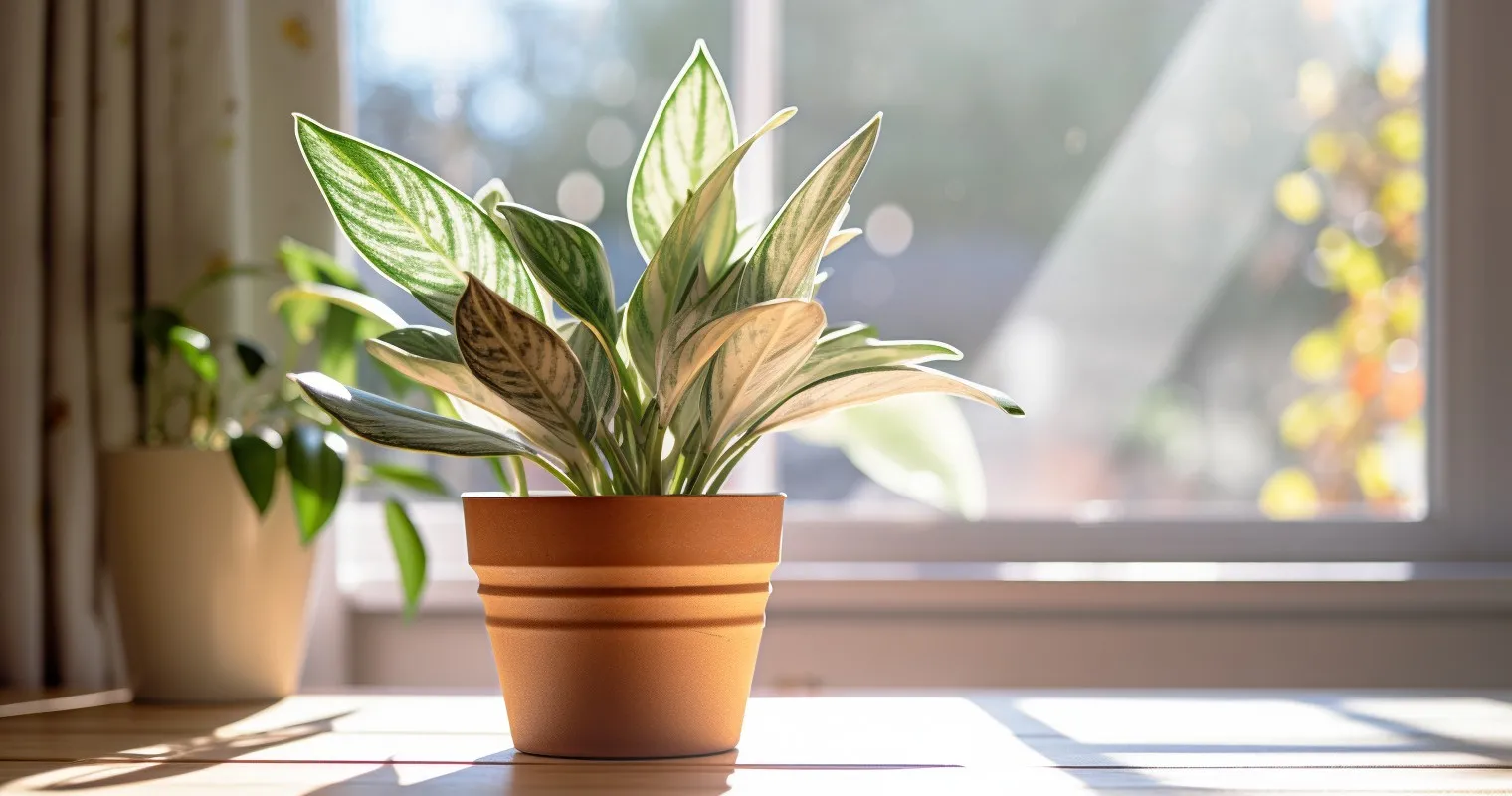 Bright Sunlight On Houseplant With Brown Spots