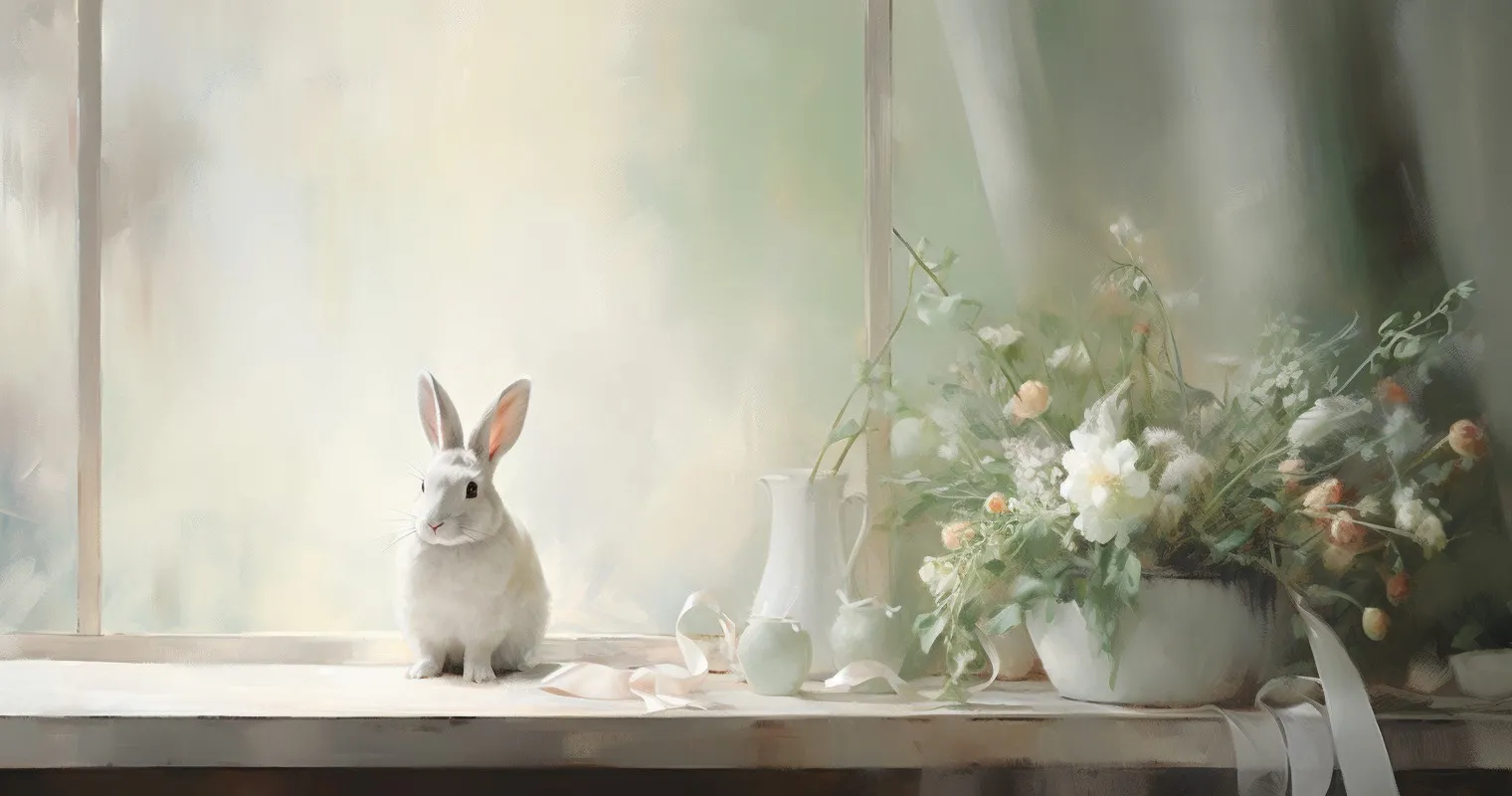 Bunny And Plants Coexisting