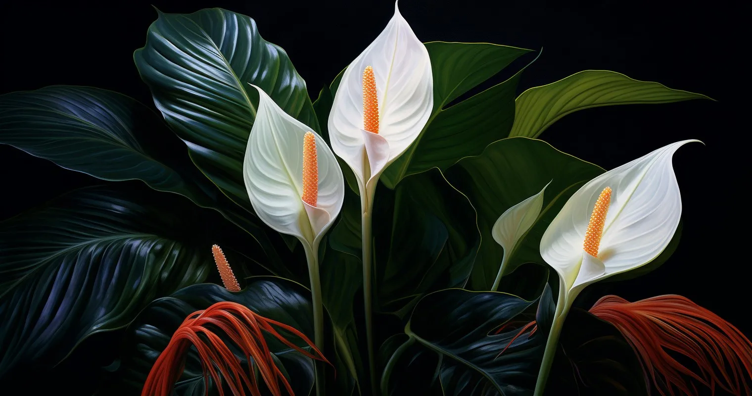 Burst Of Colorful Blooms From A Peace Lily