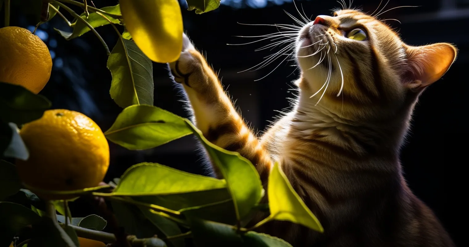 Cat Playfully Batting At Hanging Plant Deterrent