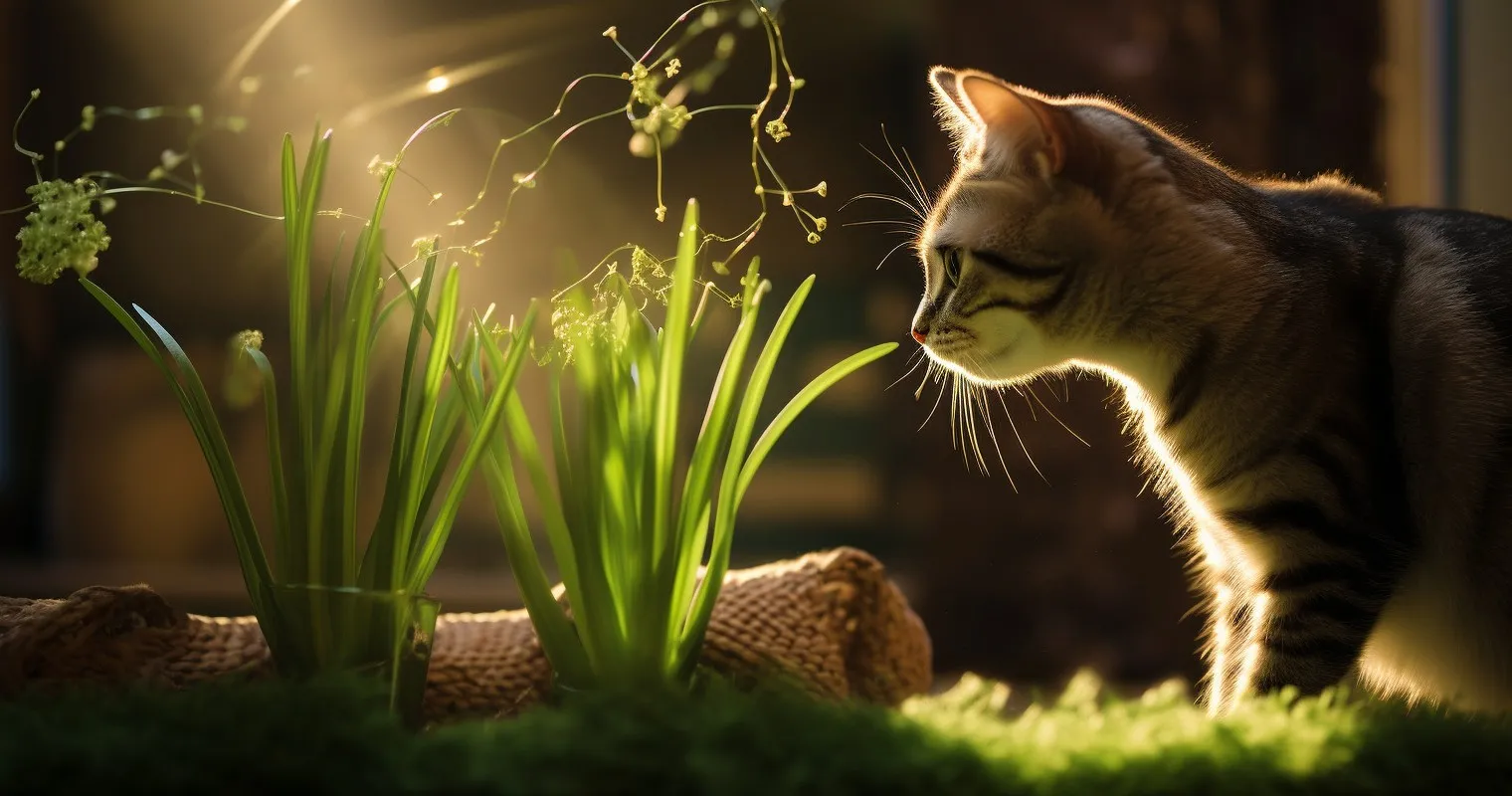 Cat Playing With Spider Plant
