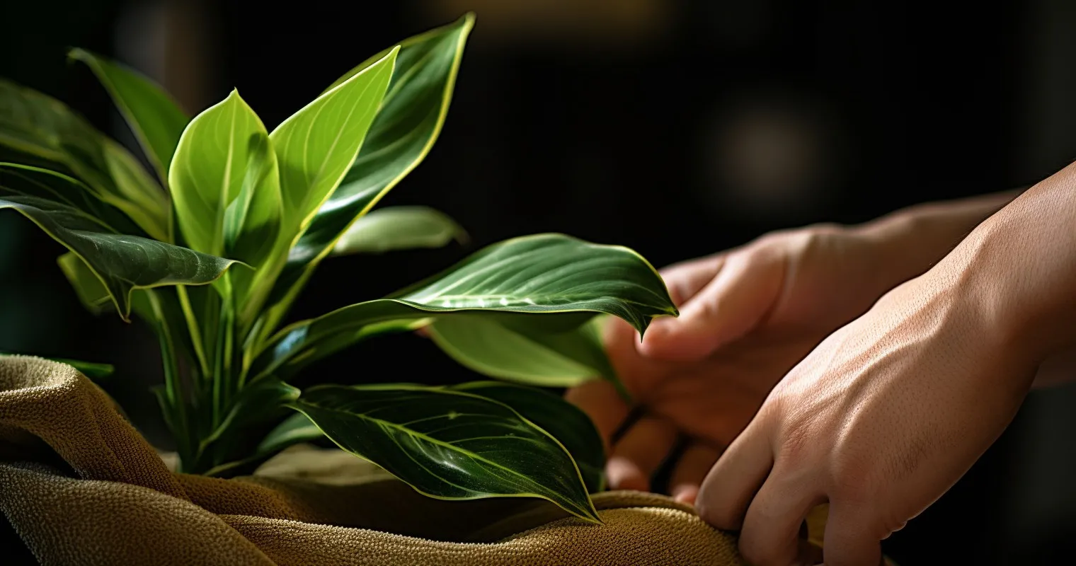 Cleaning Leaves And Soil Refreshing Soil