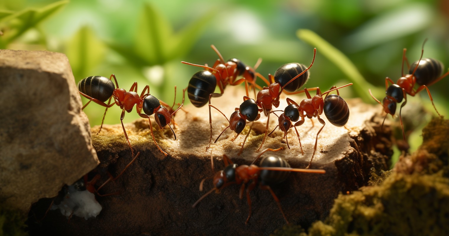 Close-Up Of Ant Bait Station With Ants Approaching