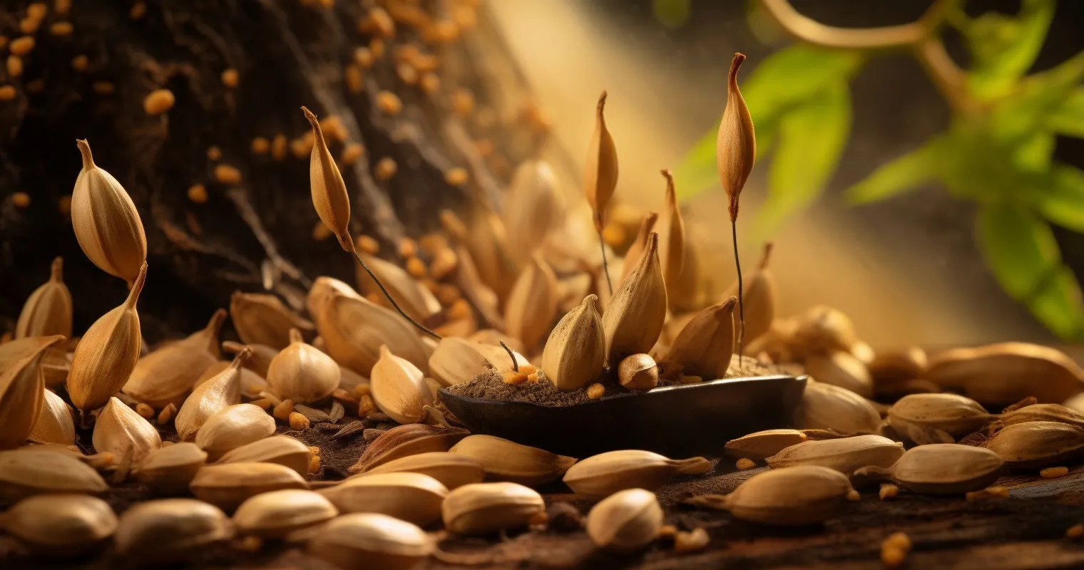 Close-up Of Neem Tree Seeds And Oil Extraction