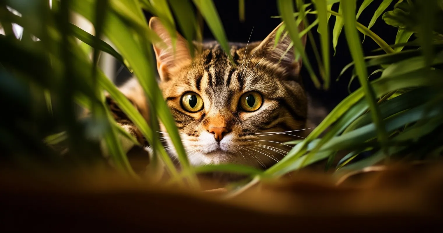 Curious Cat Exploring Safe Pet-Friendly Plants