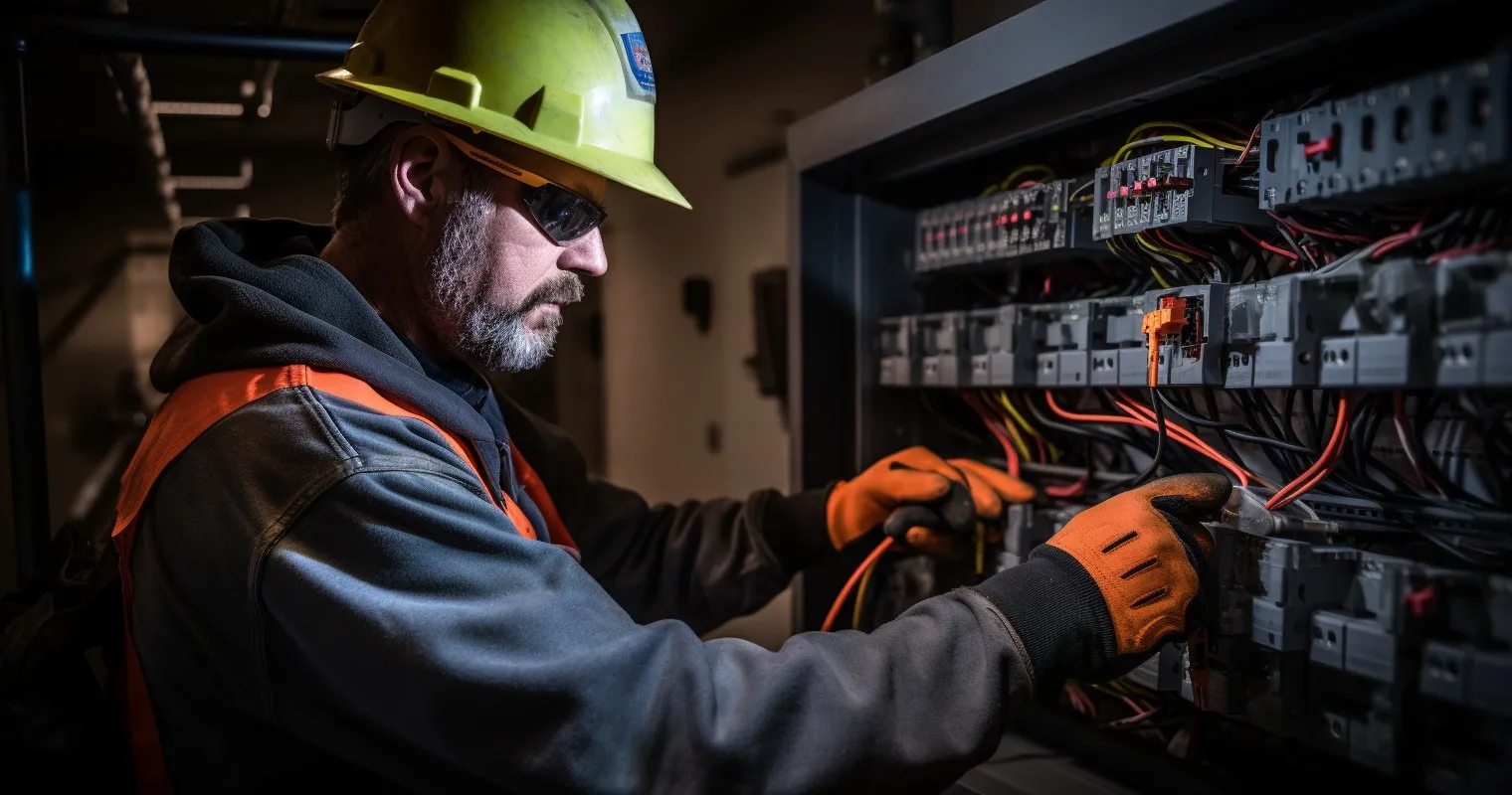 Electrician Ensuring Safety During Panel Replacement