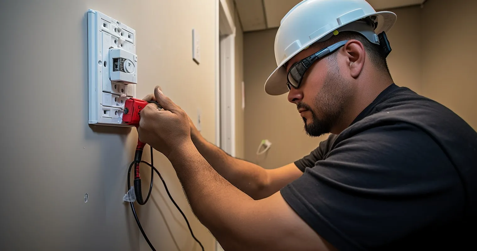 Electrician Installing Ground Fault Interruptor (GFI) Outlet