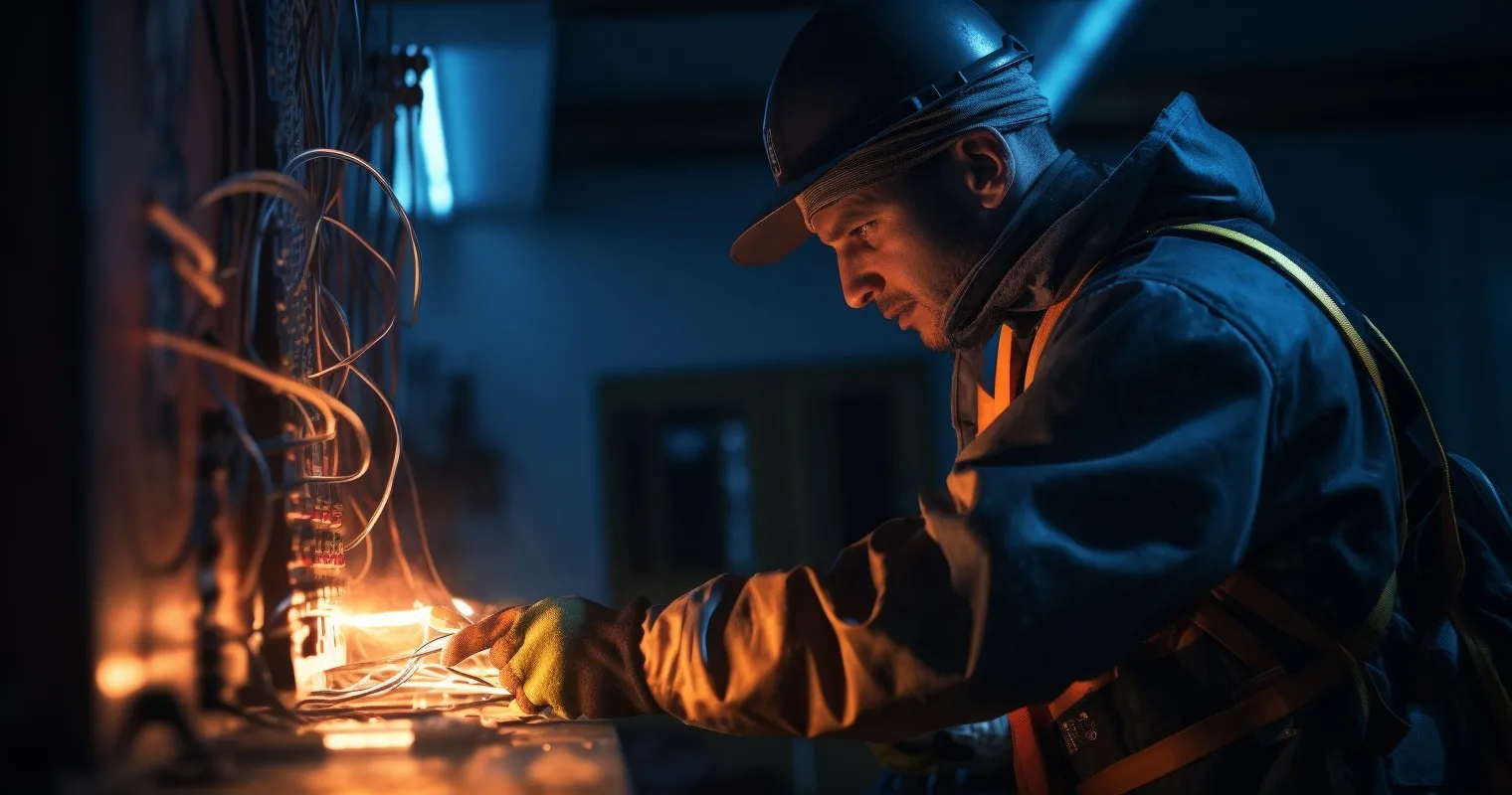 Electrician Working on Wiring