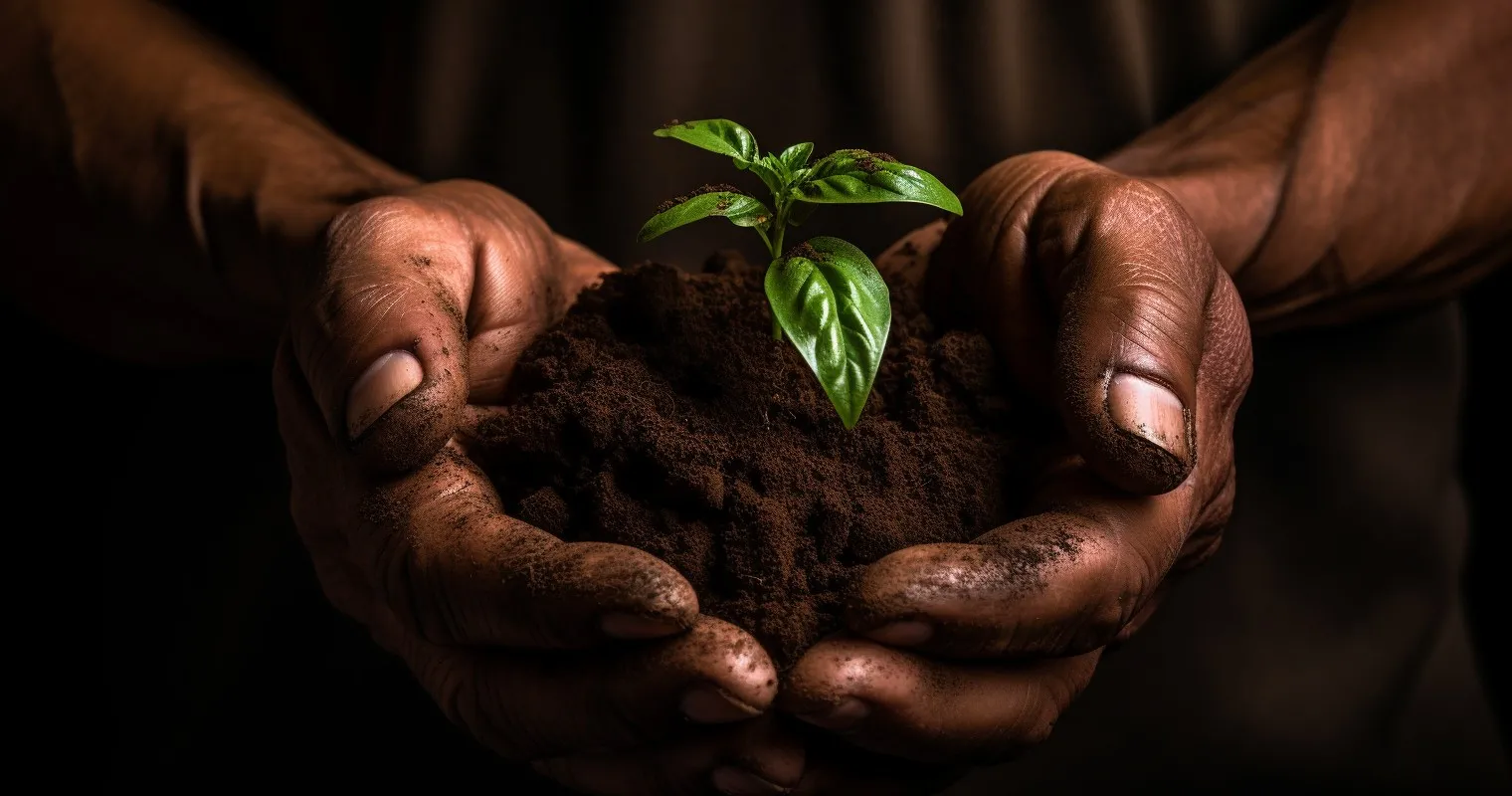 Hand Holding Healthy Soil For Repotting