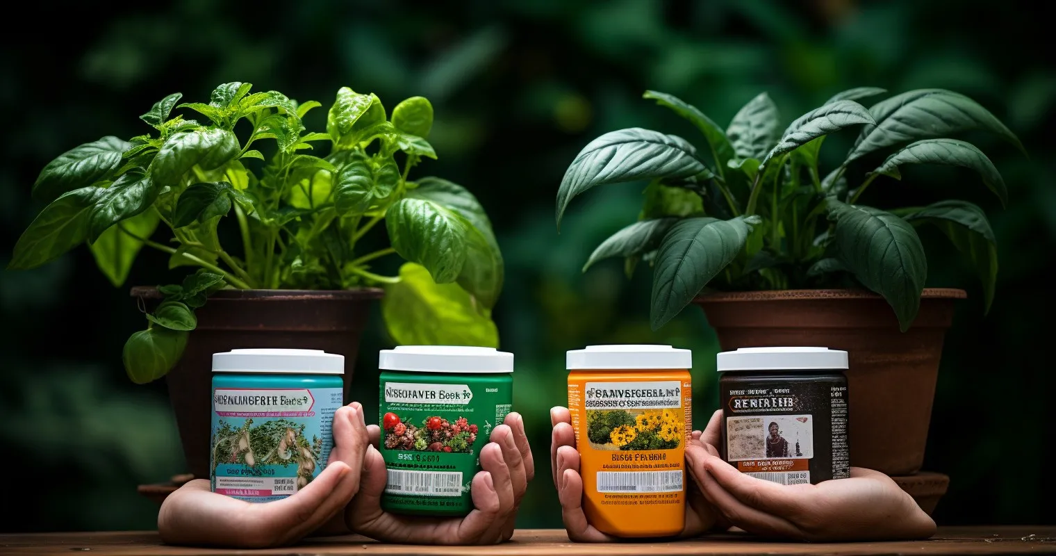 Hands Holding Different Fertilizer Containers