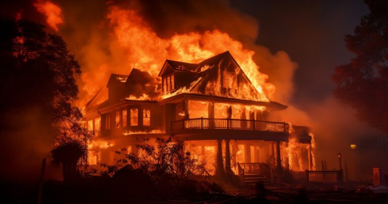 House On Fire With Billowing Smoke
