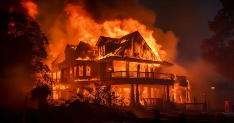 House On Fire With Billowing Smoke