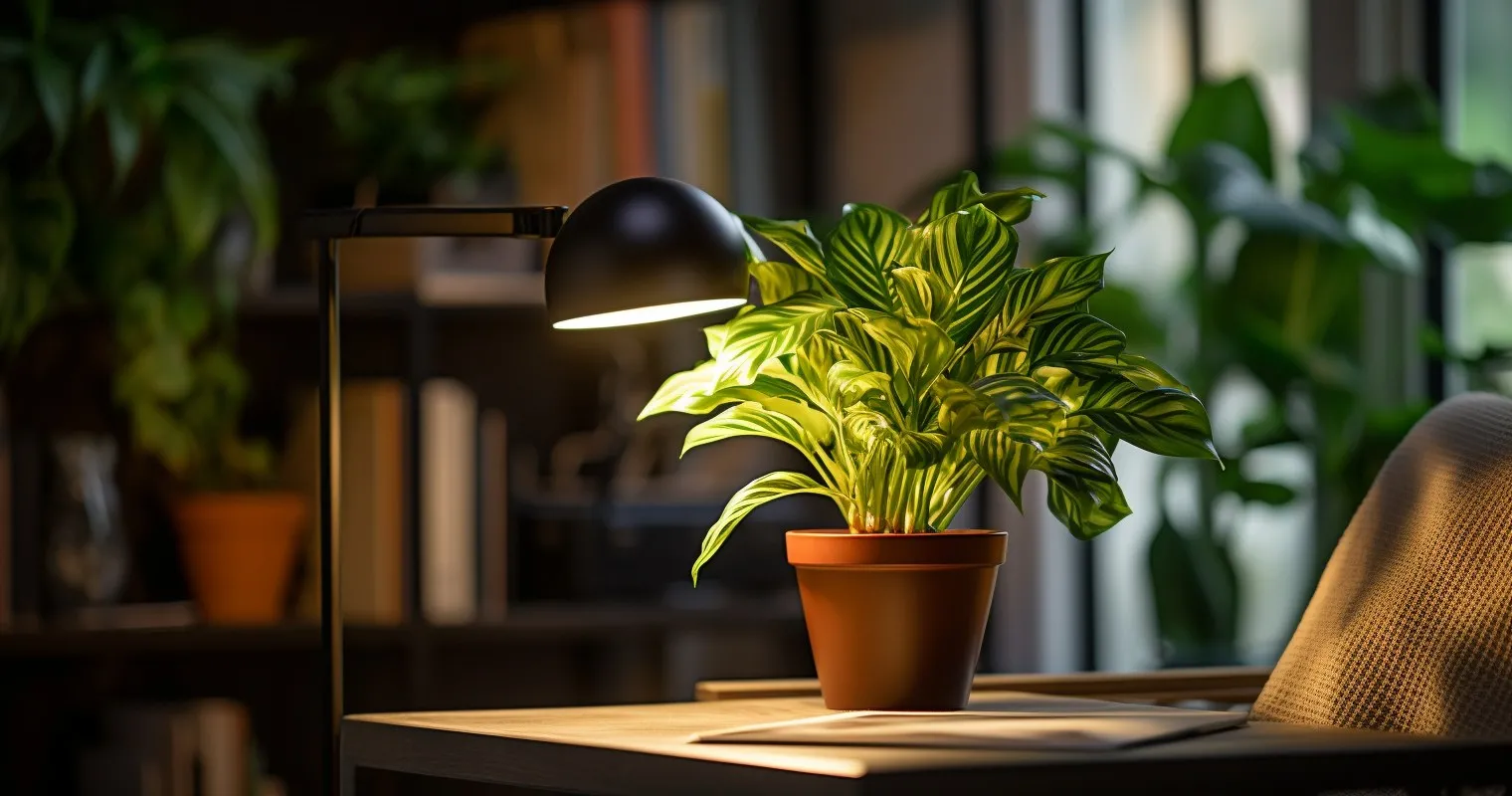 Houseplant Enjoying Artificial Lamp Light