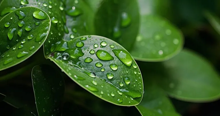 Houseplant With Glistening Droplets