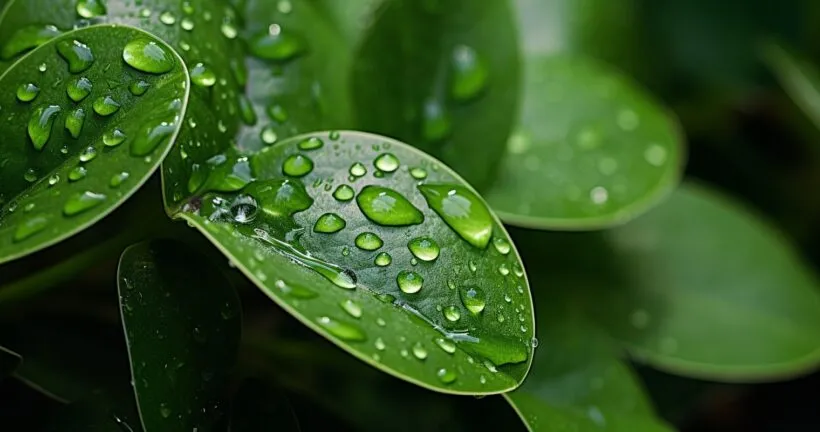 Houseplant With Glistening Droplets