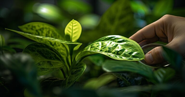 Houseplant With Tiny Bugs And Magnifying Glass