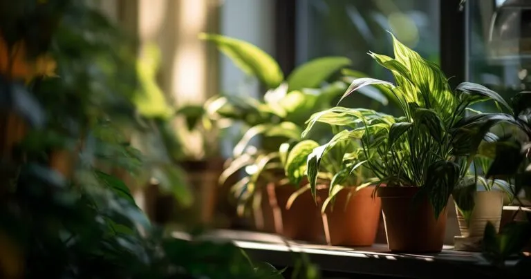 Houseplants In Dimly Lit Room