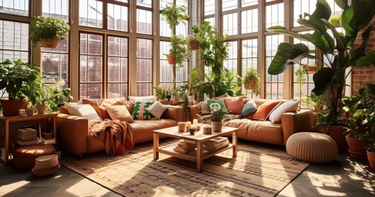 Houseplants In Sunlit Living Room