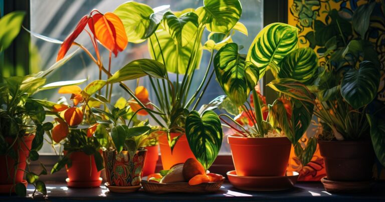 Houseplants on a windowsill