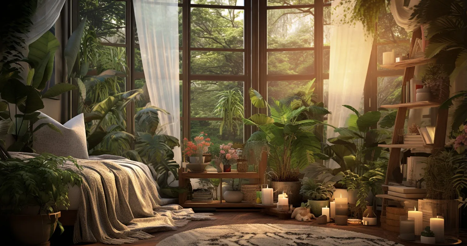 Indoor Garden Corner With Diverse Low-Light Plants