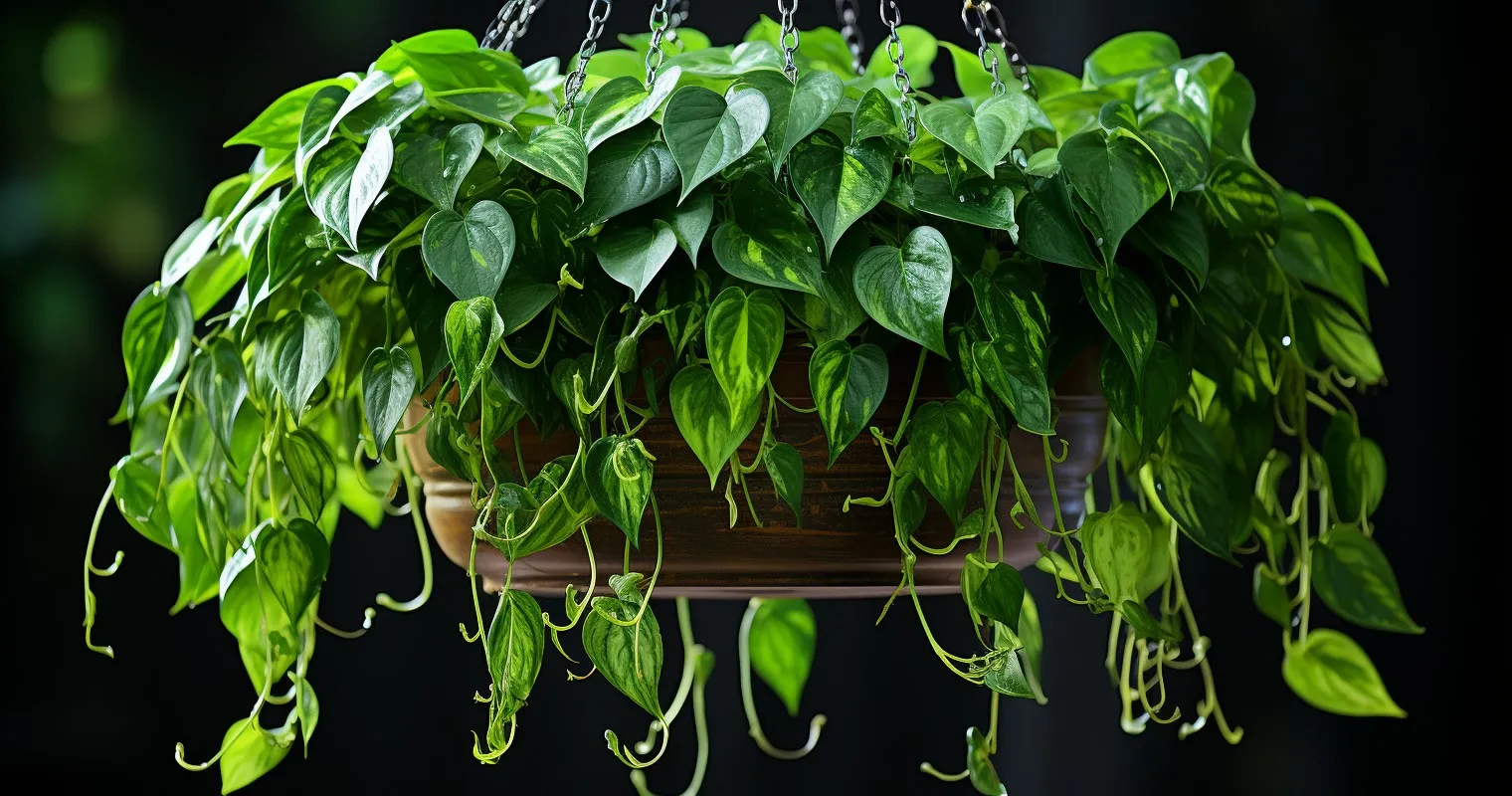 Lush Pothos Cascading From A Hanging Basket