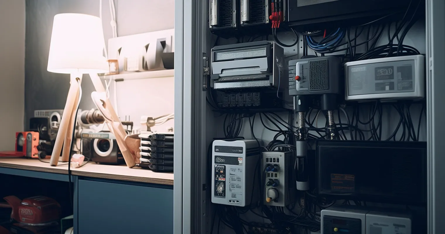 Modern Household Appliances Connected To An Electrical Panel