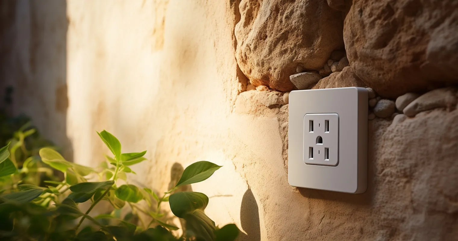 Modern Three-Pronged Outlet Installed In An Old Wall