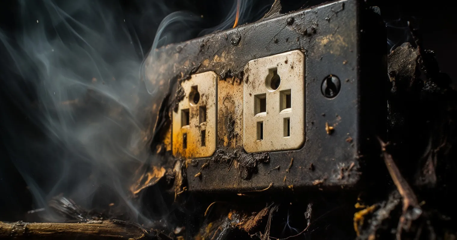 Old Electrical Outlet With Sparks And Faults