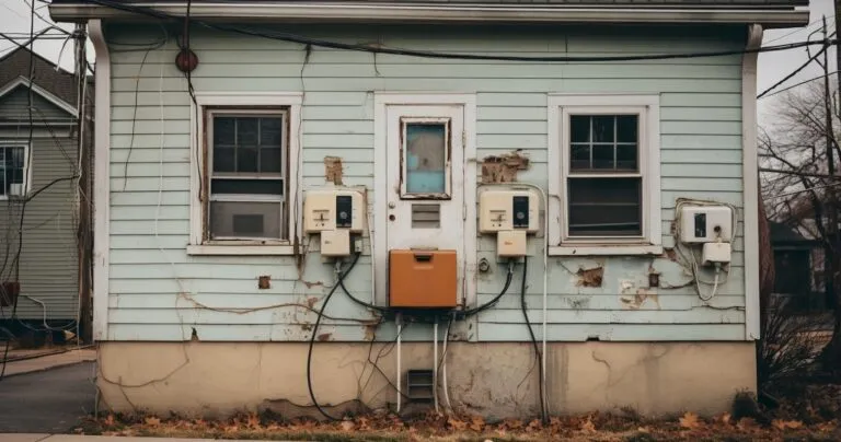 Old House Exterior With Electrical Outlets