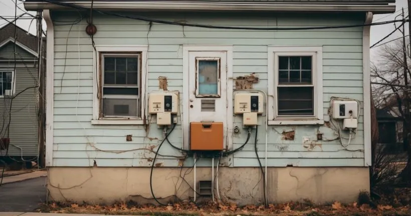 Old House Exterior With Electrical Outlets