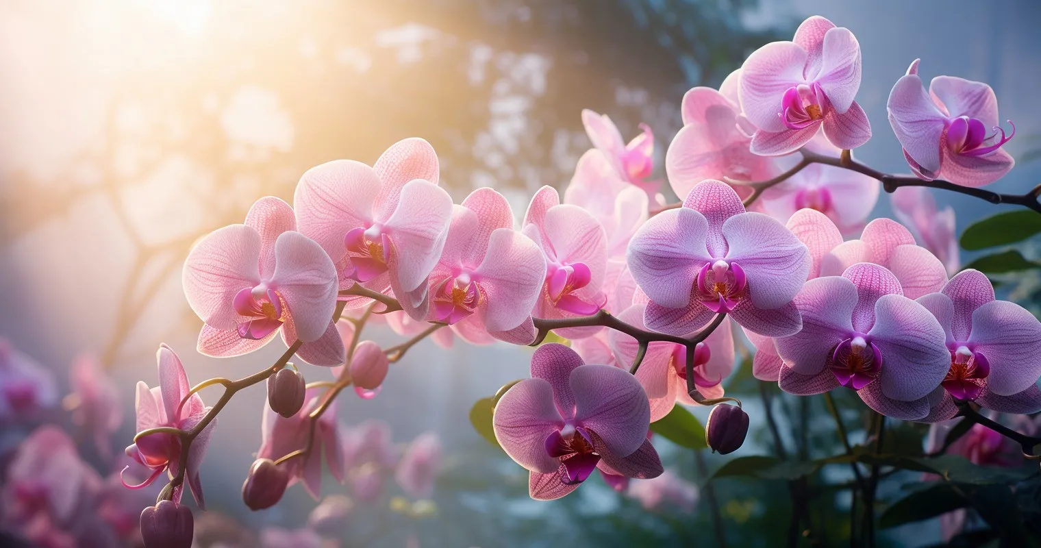 Orchids Under A Gentle Morning Mist