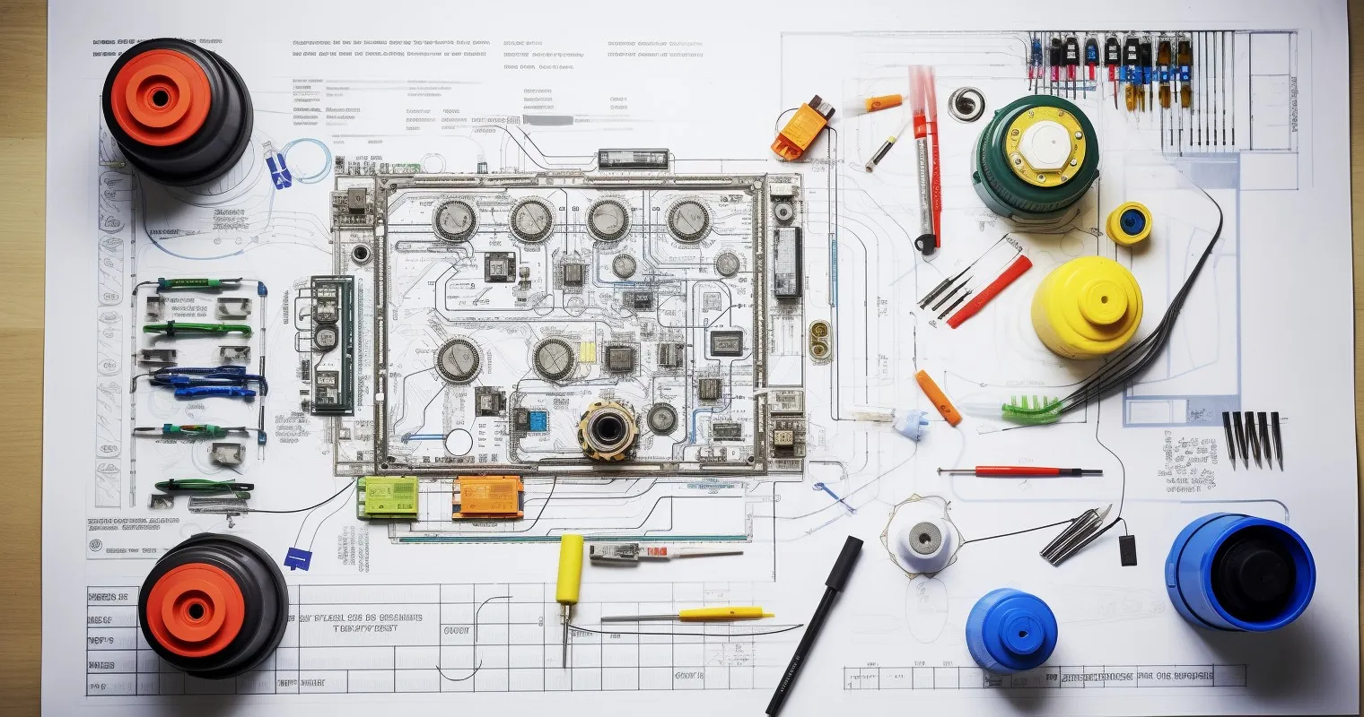 Overhead View Of Wiring Diagram And Components