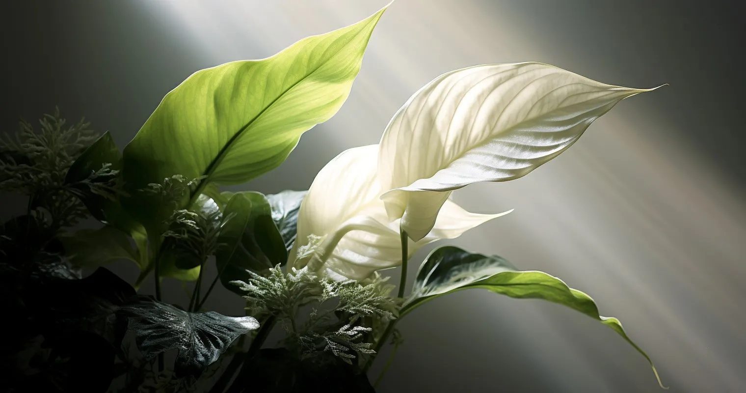 Peace Lily Blooming In Low Light