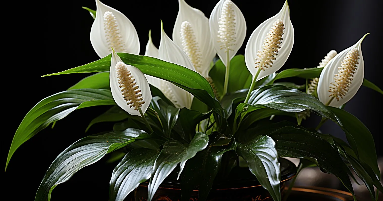 Peace Lily Blossom Illuminated In Low Light