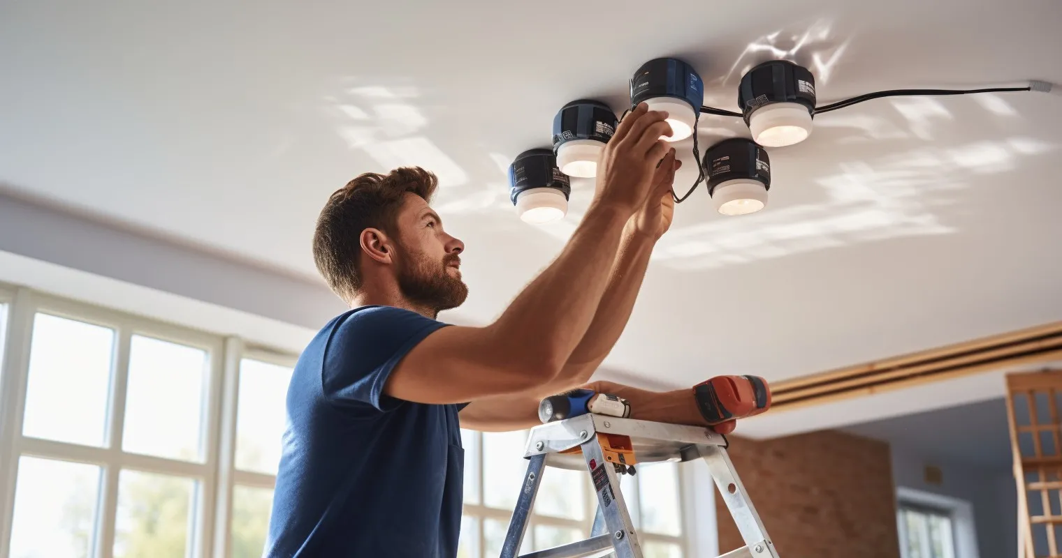Person Adding A New Light Fixture To A Room
