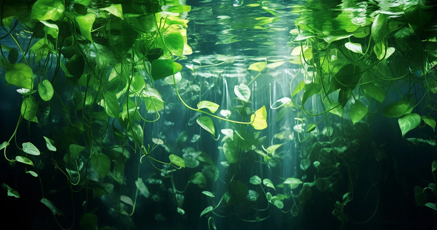 Pothos Cascading In Aqua Serenity