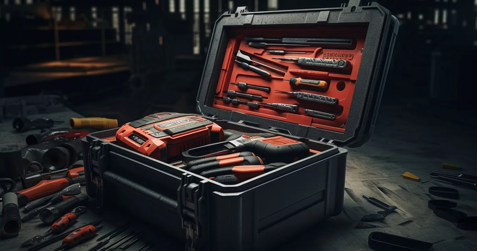Power Tools Securely Stored In A Toolbox