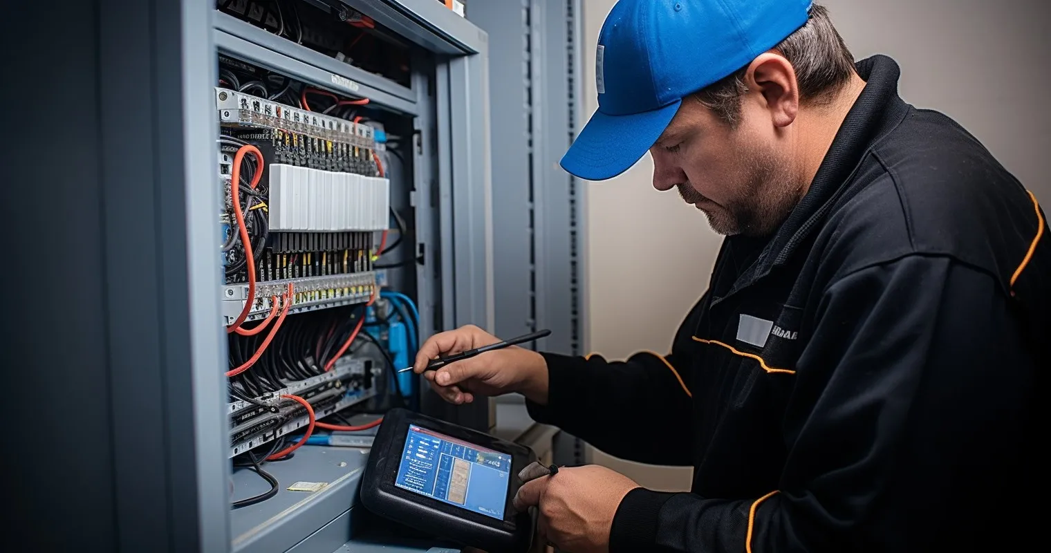 Professional Electrician Inspecting Electrical System