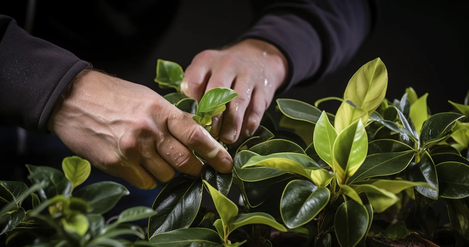Pruning Dead Leaves On Healthy Plant