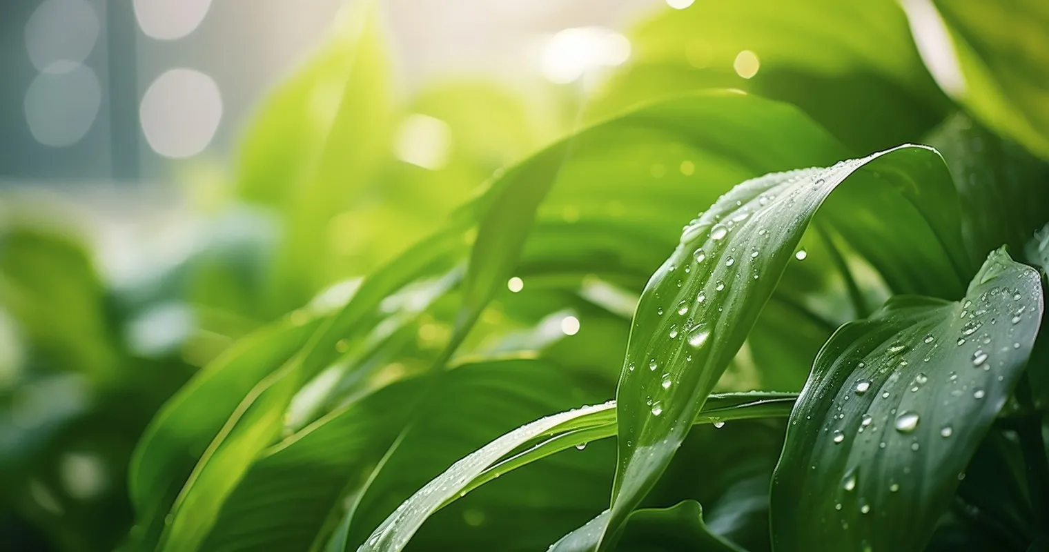 Radiant Green Leaves In The Morning Dew