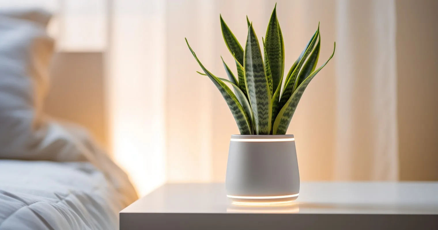Snake Plant On Bedside Table
