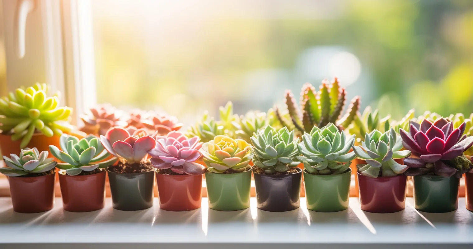 Succulent Collection On A Sunlit Windowsill